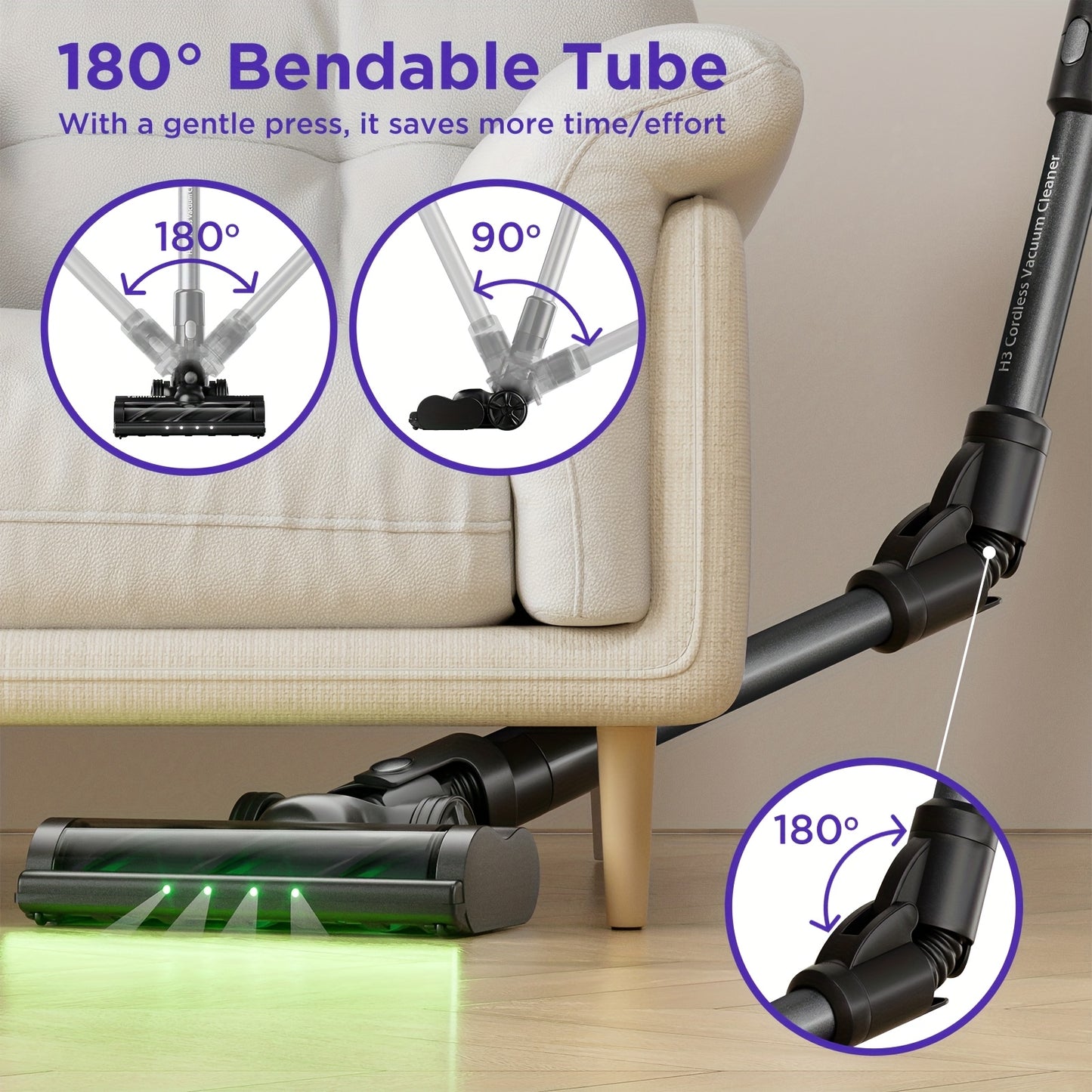 Yanhama Handheld Cordless Vacuum Cleaner, Quiet, 4-speed Adjustment, Long Battery Life, 60 Minutes Of Use, LED Display Screen, Suitable For Pet Hair/floor/carpet, Wall Mounted Charging