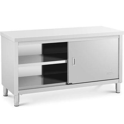 Werktafel – Werkbank – Tafel – Schuifdeurkast – Werkmeubel – Roestvrij Staal – 150x60 cm – Draagkracht 600 kg