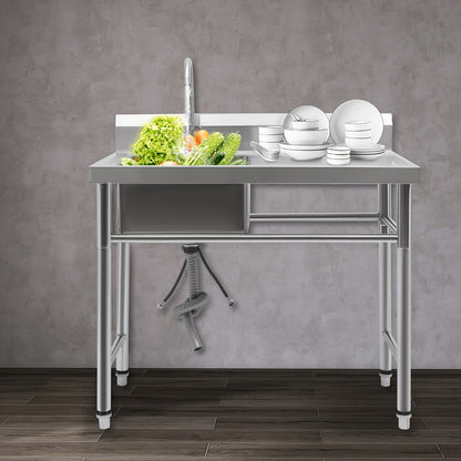 Keukenspoelbak – Spoelbakken – Gootsteen – Wasbak – Keukenwasbak – Roestvrij Staal – 100x60x93 cm – Heavy-Duty 201 RVS Met Centrale Afvoer