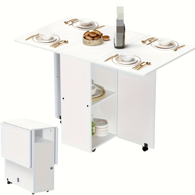 Uitklapbare Eettafel – Uitschuifbare Tafel – Klaptafel – Verlengbare Keukentafel – Mobiele Eettafel – Ruimtebesparend Design – Metaal Met Wieltjes En 110x70x79 cm