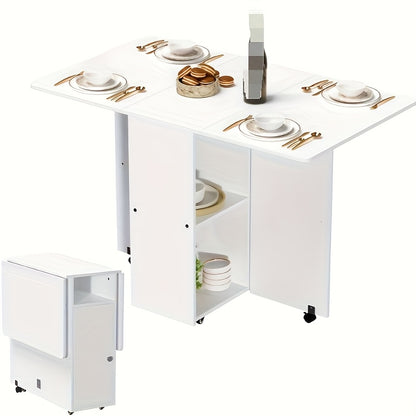 Uitklapbare Eettafel – Uitschuifbare Tafel – Klaptafel – Verlengbare Keukentafel – Mobiele Eettafel – Ruimtebesparend Design – Metaal Met Wieltjes En 110x70x79 cm