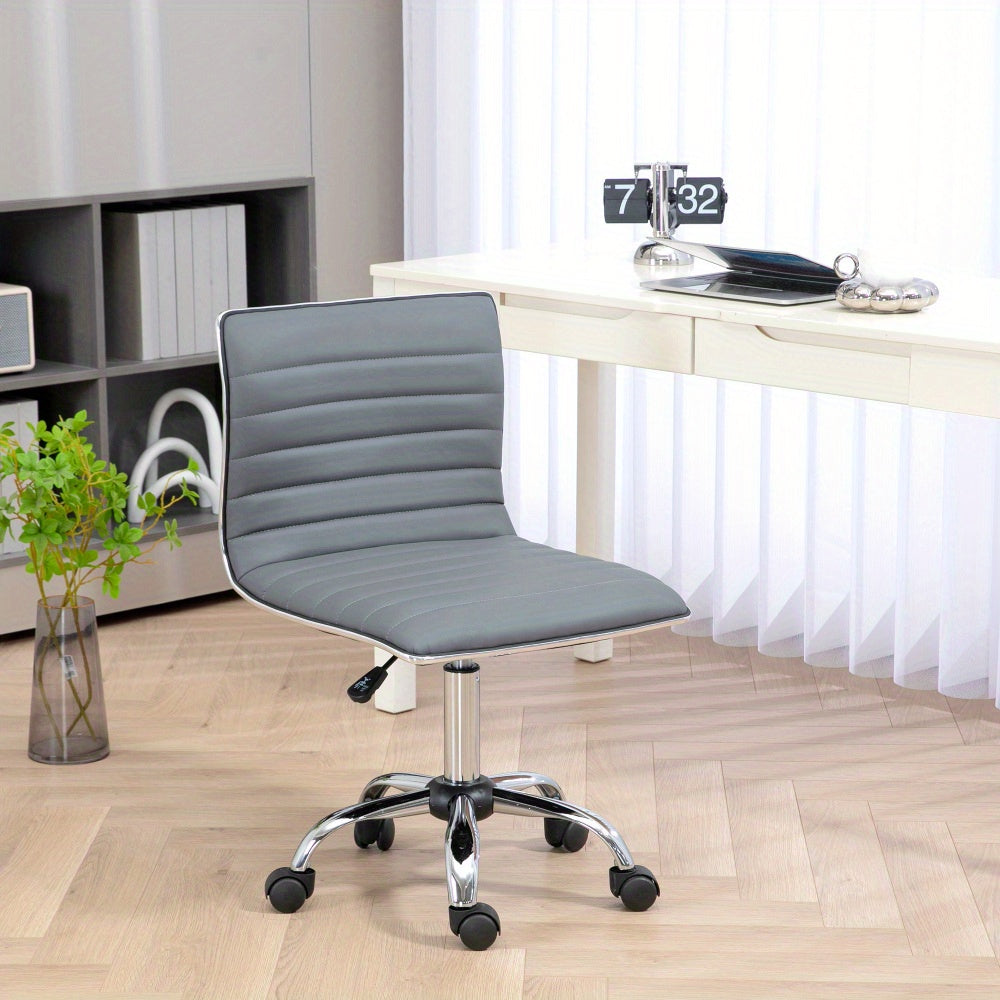 Bureaustoel – Office Chair – Draaistoel – Kantoorstoel – Computerstoel – Verstelbaar in Hoogte – Met Metalen Frame en Sponskussen – Lichtgrijs – Zonder Armleuningen – Max 120 kg