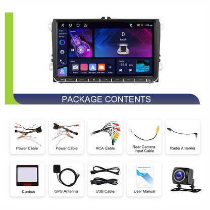 Android 15 Autoradio – Double Din Stereo – Touchscreen Radio – Auto Multimedia – GPS Navigatie – 9-Inch HD Scherm – Draadloos Android Auto & CarPlay – Inclusief HD Camera & Microfoon