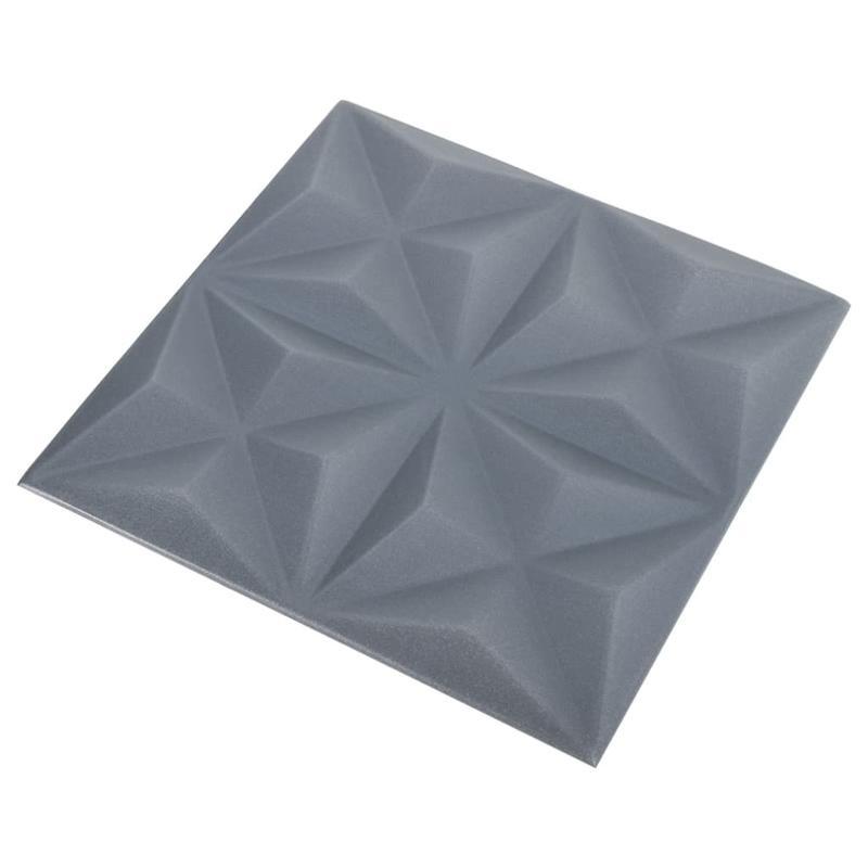 48 st Wandpanelen 3D origami 12 square meter 50x50cm grijs