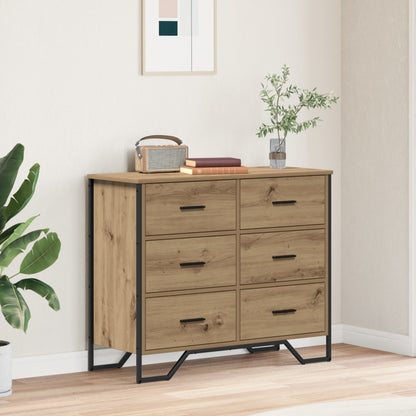 Oak Chest of Drawers - Modern 6-Drawer Heavy-Duty Storage Cabinet with Lockable Doors-Like Drawers, Oak Wood ( Assembly Required), -Standing Organizer for Bedroom, Living Room, Office - Sturdy Modern Furniture, Storage Cabine