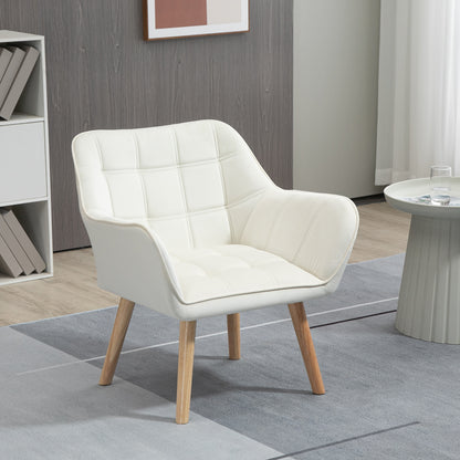 Fauteuil – Relaxfauteuil – Loungefauteuil – Leunstoel – Scandinavische Fauteuil – Fluweelachtige Bekleding – Verhoogde Rubberhouten Poten – Compact 64x62x72,5 cm
