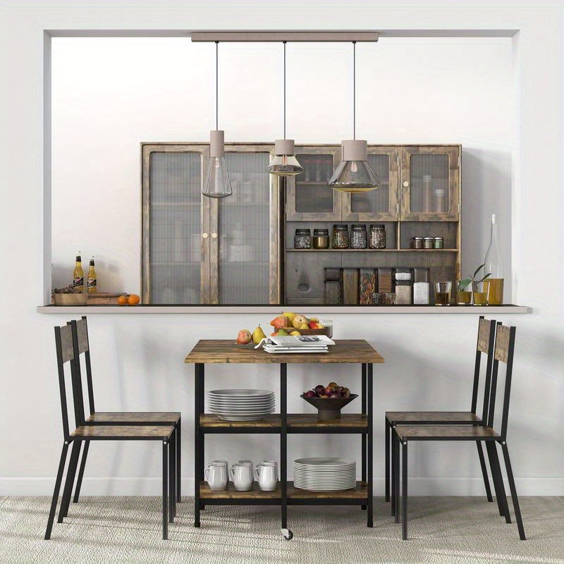Modern Folding Dining Table - Quick Assembly Space-Saving Table Suitable for Living Room, Dining Room, Kitchen - Rustic Wood & Sturdy Legs, Storage, Modern Kitchen Furniture
