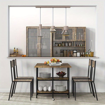 Modern Folding Dining Table - Quick Assembly Space-Saving Table Suitable for Living Room, Dining Room, Kitchen - Rustic Wood & Sturdy Legs, Storage, Modern Kitchen Furniture