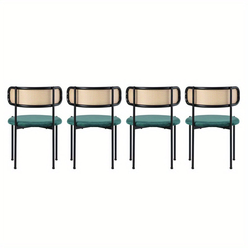 Fauteuil – Loungestoel – Relaxstoel – Zetel – Stoel – Set Van 4 – Groene Velvet Bekleding – Met Stevige Metalen Poten