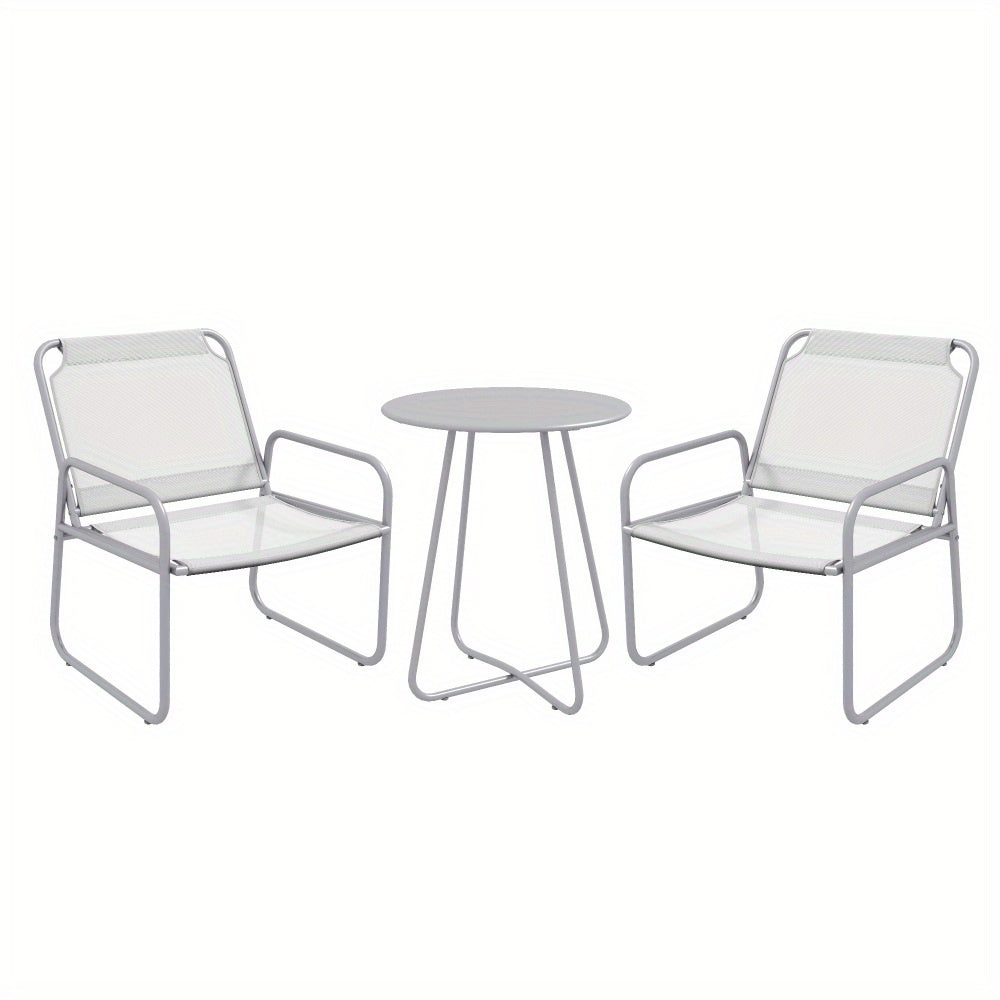Balkonset – Bistroset – Tuinset – Buitenmeubelset – Zitgroep – Lichtgrijs – Gecoat Staal – Compact Formaat