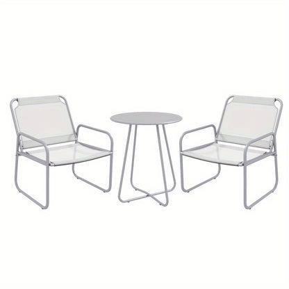 Balkonset – Bistroset – Tuinset – Buitenmeubelset – Zitgroep – Lichtgrijs – Gecoat Staal – Compact Formaat