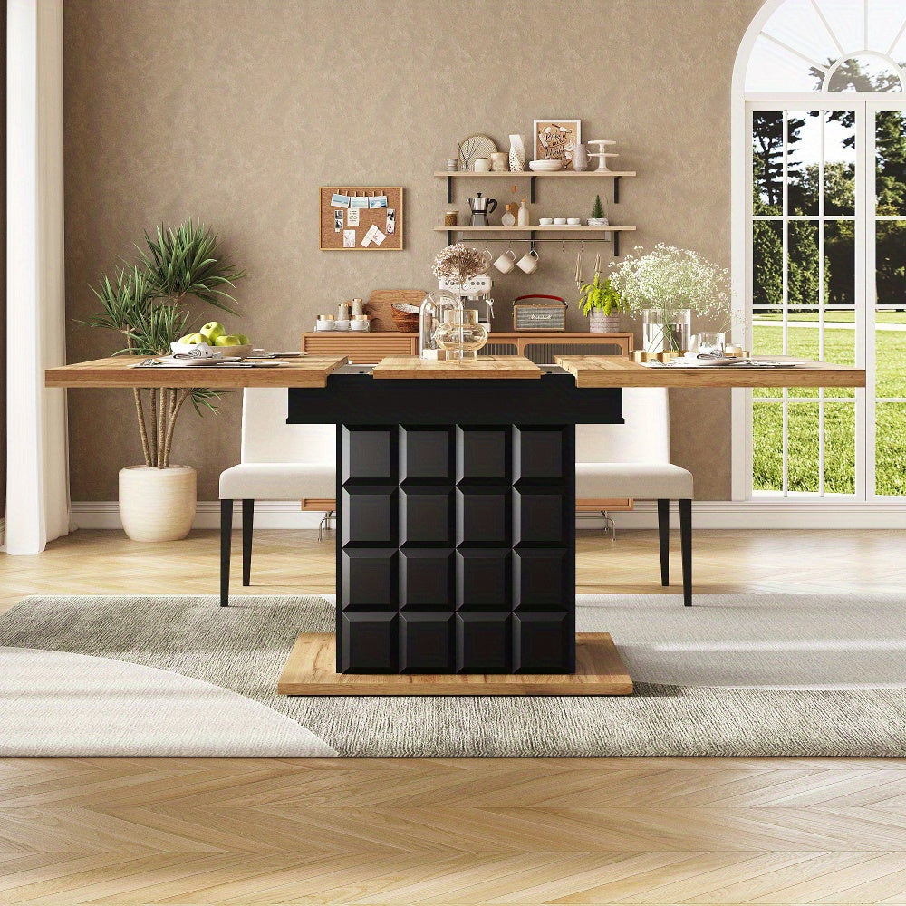 Uitbreidbare Eettafel – Uitschuifbare Tafel – Eetkamertafel – Keukentafel – Tafel Voor 4-6 Personen – MDF Metalen Onderstel – Compact Plaid Design – 110-140 x 80 cm