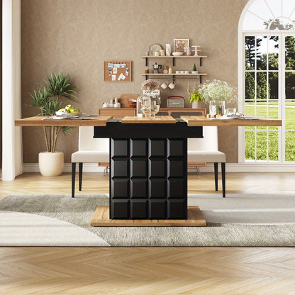 Uitbreidbare Eettafel – Uitschuifbare Tafel – Eetkamertafel – Keukentafel – Tafel Voor 4-6 Personen – MDF Metalen Onderstel – Compact Plaid Design – 110-140 x 80 cm