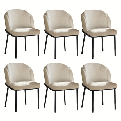 Eetkamerstoelen – Stoelen – Dining Chairs – Zwarte Poten Stoelen – Witte Stoelen – Ergonomisch Design – Comfortabele Zachte Bekleding – Set Van 6 – Duurzaam Metalen Frame – Geschikt Voor Harde Vloeren
