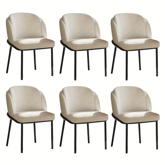 Eetkamerstoelen – Stoelen – Dining Chairs – Zwarte Poten Stoelen – Witte Stoelen – Ergonomisch Design – Comfortabele Zachte Bekleding – Set Van 6 – Duurzaam Metalen Frame – Geschikt Voor Harde Vloeren