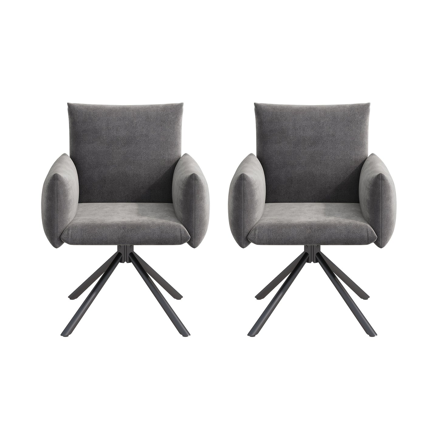 Set of 2 Upholstered Dining Chairs with 4 Metal Feet, 360° Swivel Lounge Chairs with Lumbar Support, Velvet Armchairs for Living Room, Bedroom, Office - Classic Style, No Electricity Needed, Dining Room Furniture, Elegant Di