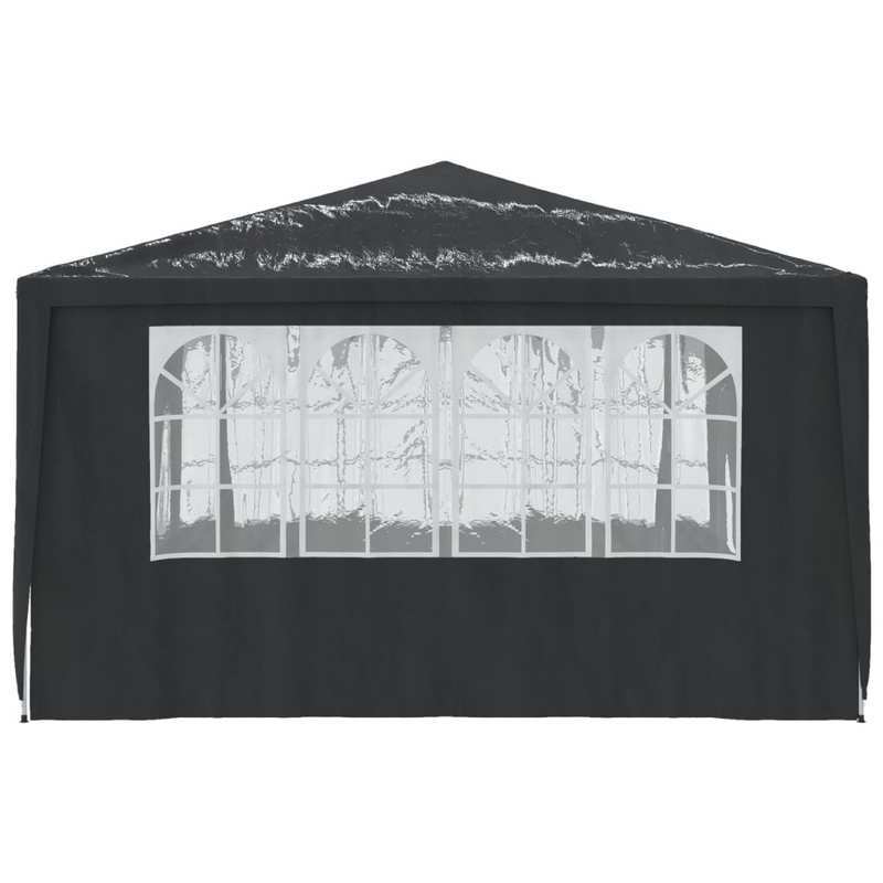 Professional Party Tent with Side Walls, 90 G/Square Meter, 4X4 Meters, in Anthracite Color.
