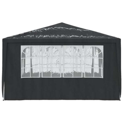 Professional Party Tent with Side Walls, 90 G/Square Meter, 4X4 Meters, in Anthracite Color.