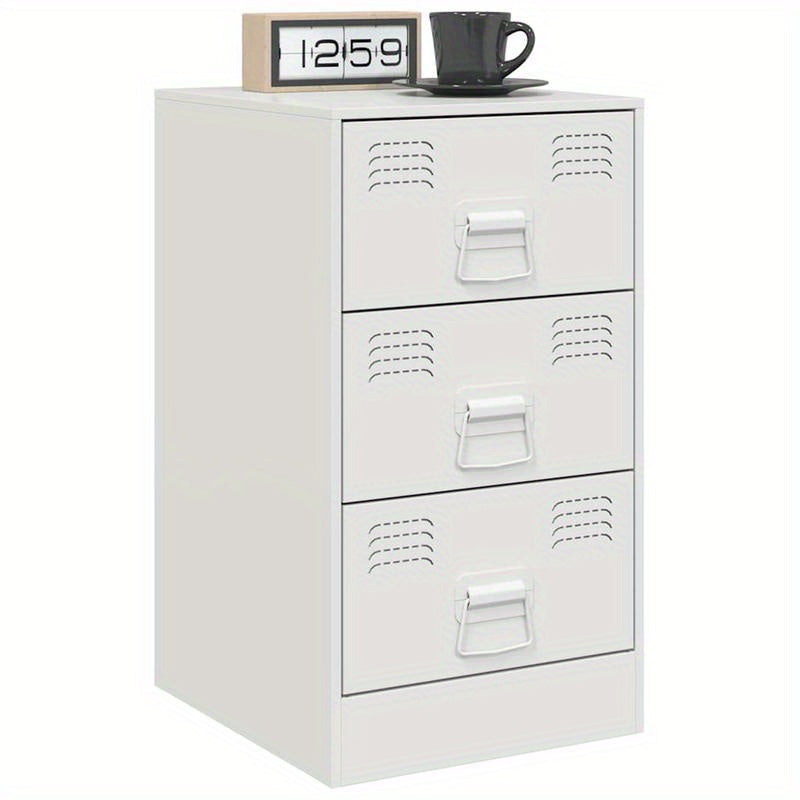 Nachtkastje – Bijzettafel – Kastje – Opbergkast – Slaapkamerkast – Wit Gelakt Staal – Compact 34,5x39x62 cm – Duurzaam & Modern Design