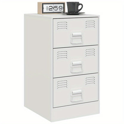 Nachtkastje – Bijzettafel – Kastje – Opbergkast – Slaapkamerkast – Wit Gelakt Staal – Compact 34,5x39x62 cm – Duurzaam & Modern Design