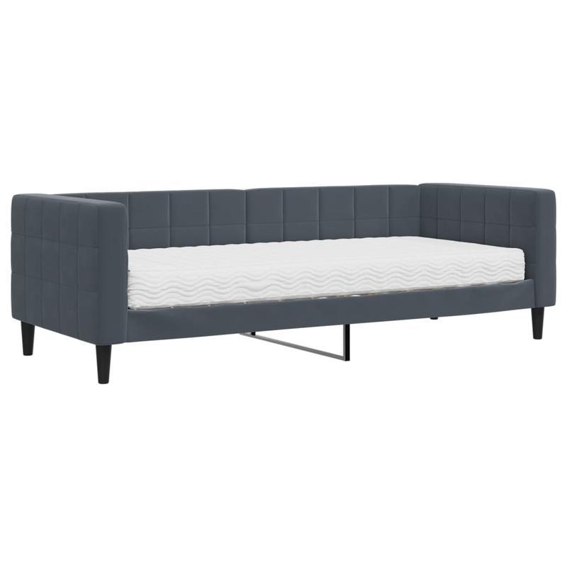 Slaapbank – Bedbank – Logeerbed – Slaapstoel – Kinderbank – Velvet Donkergrijs – Matras 80x200 cm – Verwijderbare Bekleding