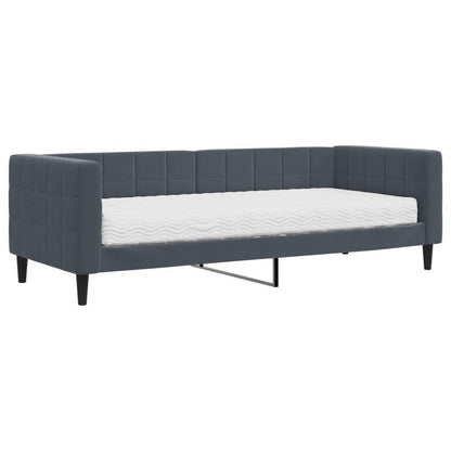 Slaapbank – Bedbank – Logeerbed – Slaapstoel – Kinderbank – Velvet Donkergrijs – Matras 80x200 cm – Verwijderbare Bekleding