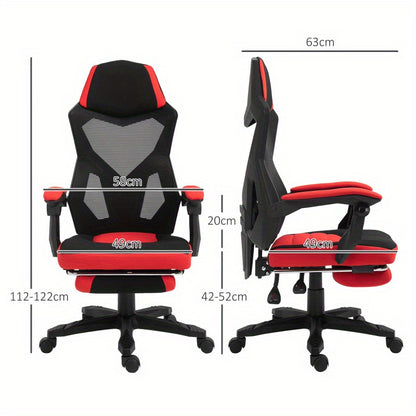 Bureaustoel – Gamingstoel – Werkstoel – Kantoorstoel – Stoel – Ergonomisch Design – Verstelbare Rugleuning Tot 135 Graden – Zwart Polyester
