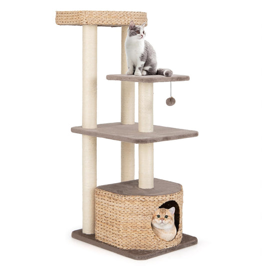 Krabpaal – Krabmeubel – Kattenklimpaal – Krabton – Kattenmeubel – 131 cm Hoog – Natuurlijk Riet en Sisal