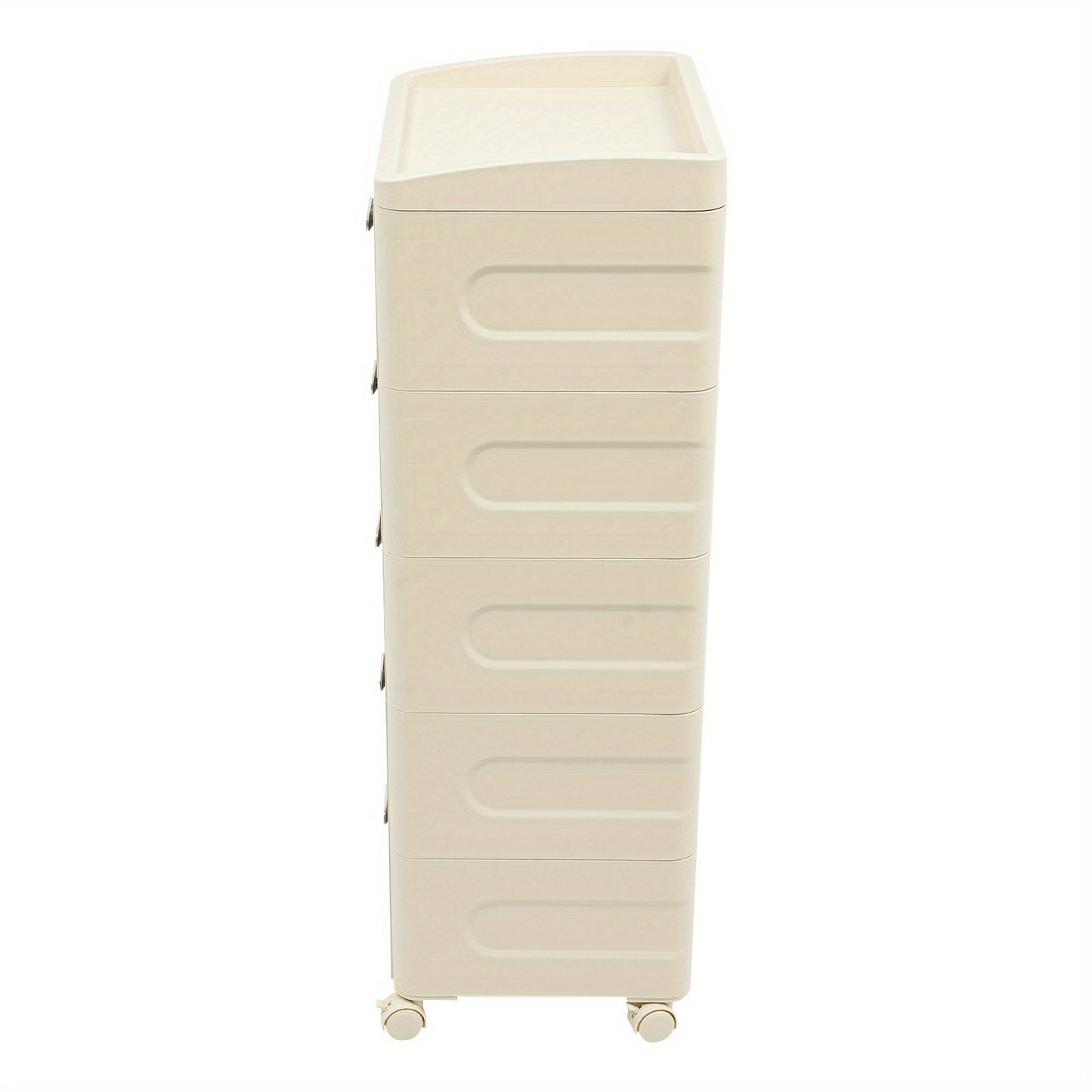 Opbergkast – Ladeblok – Opbergkastje – Kast Met Laden – Organiser – 5 Laden – Wit Met Transparante Panelen – Duurzaam ABS+PP Kunststof – 4 Wielen Met Rem – Compact Verticaal Design – Makkelijk Verplaatsbaar