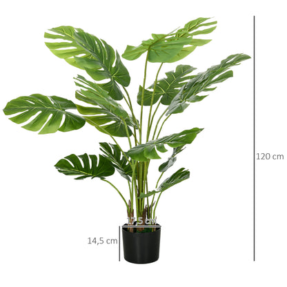 Monstera Deliciosa Kunstplant – Nepplant – Groene Kamerplant – Decoratieve Plant – Hangplant – Onderhoudsvrij – Stevige Cementen Pot 120 cm