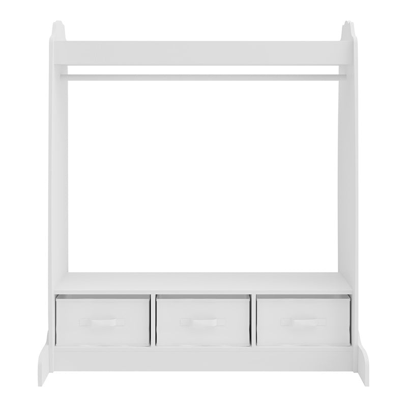 Kinderkast – Kledingkast – Opbergkast – Speelgoedkast – Ladekast – MDF Constructie – Inclusief 3 Uitschuifbare Opbergdozen – 107x95x61 cm Wit
