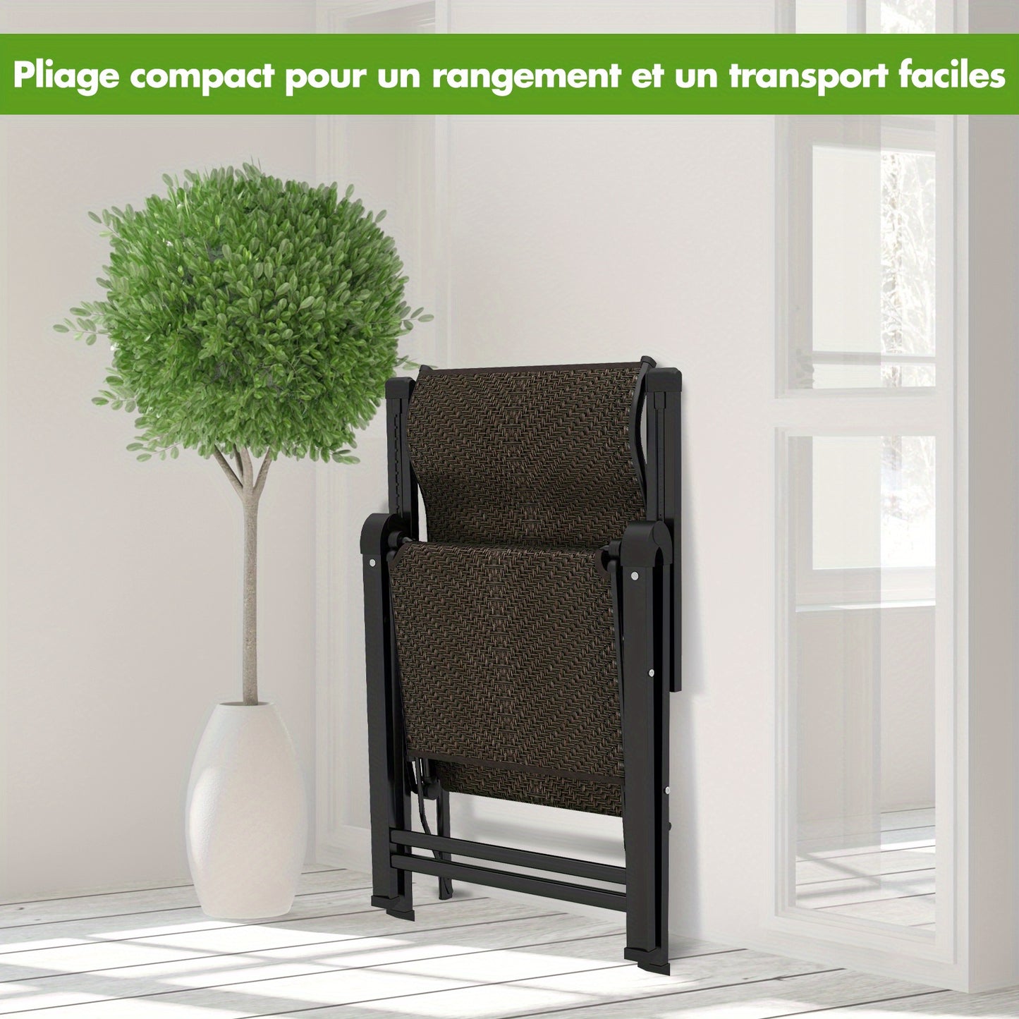 Ligstoel – Tuinstoel – Loungestoel – Strandstoel – Zonnestoel – Set Van 2 – Verstelbare Rugleuning – Duurzaam PE Rattan En Stalen Frame