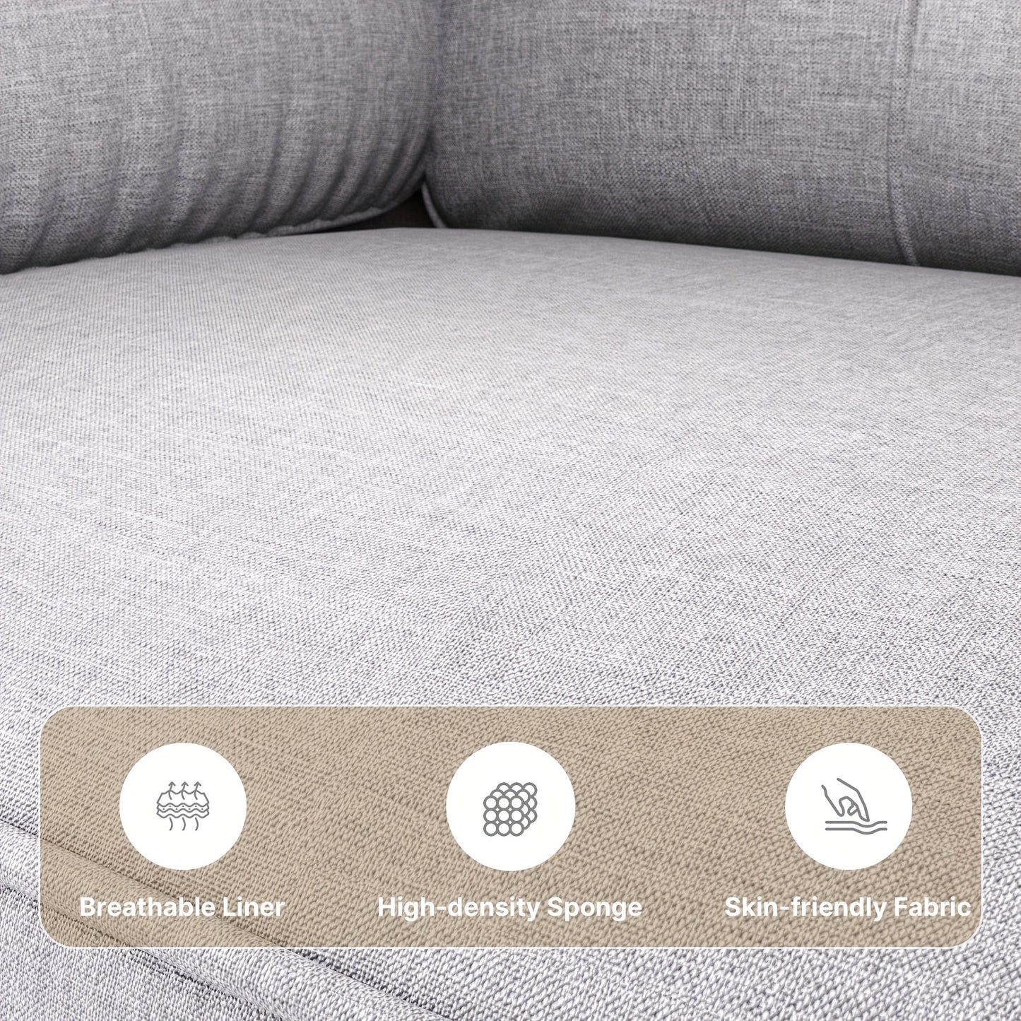 2-Zitsbank – Tweezitsbank – Sofa – Loveseat – Bankstel – Lichtgrijs – Compact en Comfortabel – Zijvak en Dikke Kussens