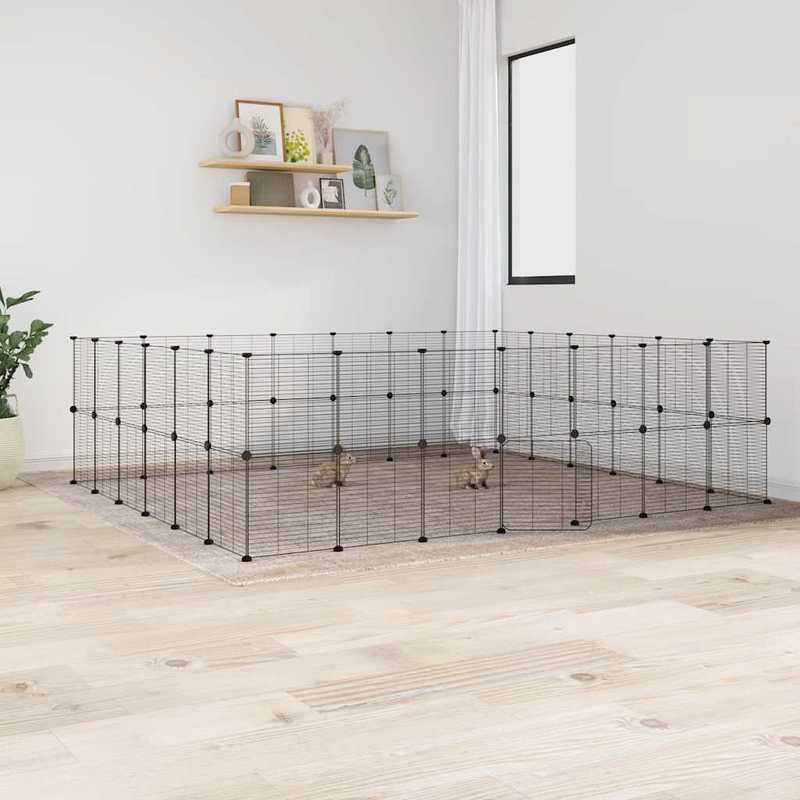 Dierenkooi – Knaagdierenkooi – Konijnenkooi – Caviakooi – Hamsterkooi – Modulaire Set 52 Panelen – Gepoedercoat Staal 35x35 cm – Met Deuren & Veilig Sluitingssysteem
