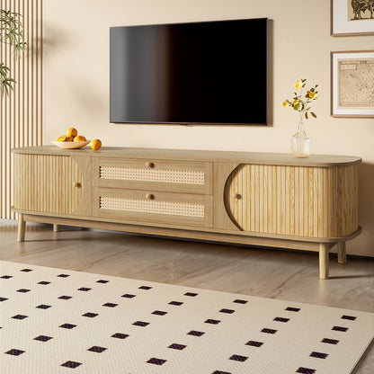 Retro TV-kast – Media Meubel – Tv Meubel – Opbergkast – Dressoir – Bamboe en Riet – Volledig Gemonteerd – Compact & Duurzaam
