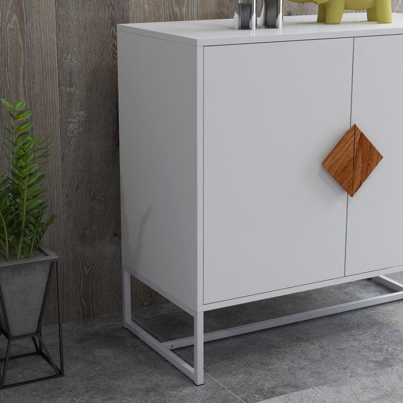 Houten Dressoir – Kast – Opbergmeubel – Dressoirkast – Sideboard – Wit Mat – MDF en IJzer – Ruime Opbergruimte – Stevig Tot 36 Kg Belastbaar