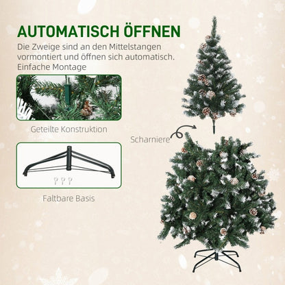 Kunstkerstboom – Nepboom – Kunstkerstboom Met Dennentakken – Kerstversiering – Kerstboom 150 cm – 676 Takken Tips – Vuurvast En Sneeuw Geblakerd