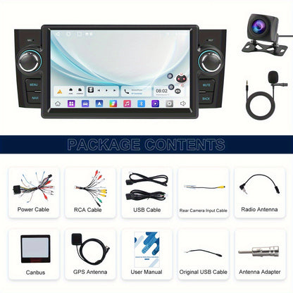2+64G for Android 13 Car Radio for FIAT Punto 2005-2009/ for FIAT Linea 2007-2011, 17.78 cm Touchscreen Car Radio with Carplay for Android Car GPS EQ/ FM/ RDS BT + Rear View Camera & Mic + Canbus