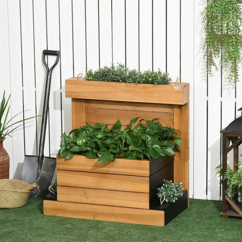 Verhoogde Plantenbak – Opkweekbak – Tuinbak – Plantenvak – Kweekbak – Zelfbewateringssysteem – Weerbestendig Houtlook Kunststof 79,5x49,5x80 cm