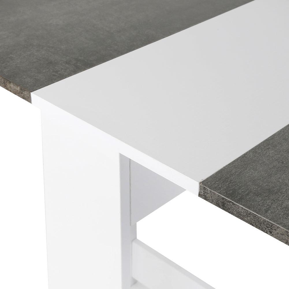 Keukentafel voor 4 Personen – Eettafel – Tafel – Bar-/Ontbijttafel – Keukentafel – Modern Grijs-Wit Design – Stevig Metalen Frame 103x76x73,4 cm