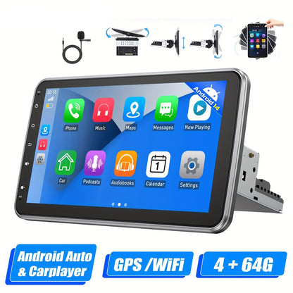 Autoradio – Autostereo – Single DIN Radio – Multimedia Systeem – Touchscreen Radio – 10,1 Inch Draaibaar HD Scherm – Draadloze CarPlay & Android Auto