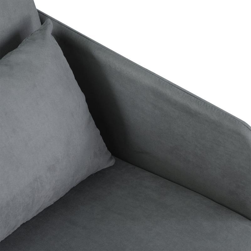 Moderne Grijze Stoffen Sofa – Zitbank – Loveseat – Settee – Divan – Wasbare Hoes – Stevig Metalen Frame – Inclusief Kussens – Compact 70x76x77 cm