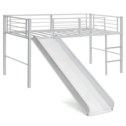 Hoogslaper – Kinderbed – Stapelbed – Speelbed – Loftbed – Stalen Frame – Glijbaan En Veiligheidshekken – 150 Kg Draagkracht – Wit