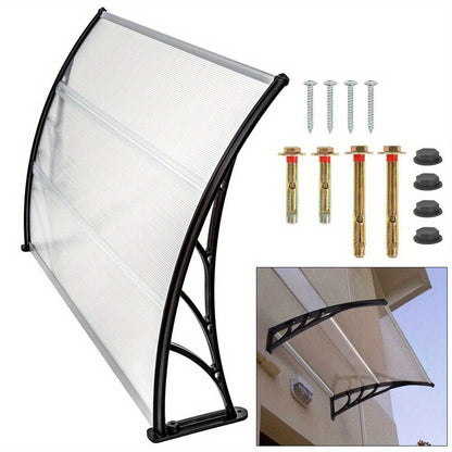 150cm Durable Polycarbonate Door Canopy Awning - Easy Assembly, Weather-Resistant Outdoor Shade for Front & Back Porch