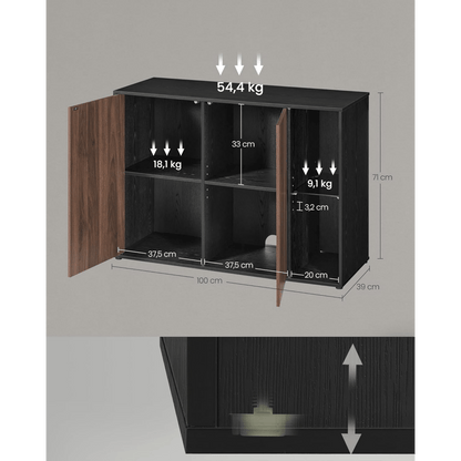 Dressoir – Sidetable – Opbergmeubel – TV-Meubel – Kast – Natuurlijk Walnoot – Snel En Gereedschapsloos Te Monteren – Verstelbare Planken Met RGB-Verlichting