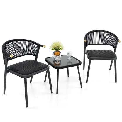 Rattan Tuinmeubelset – Balkonset – Tuinstoelen – Lounge Set – Terrasmeubilair – Sneldrogende Kussens – Weerbestendig PE-Rattan
