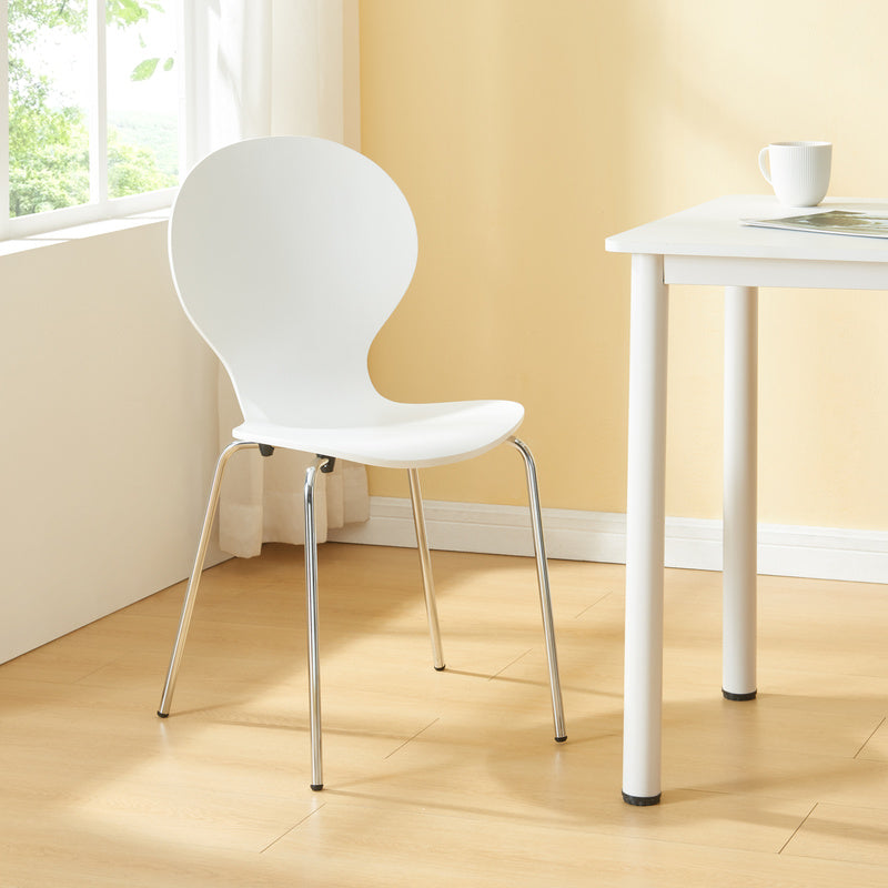 Eetkamerstoel – Stoel – Kuipstoel – Stoelset – Barkruk – Stapelbaar – Berkenhout Met Metalen Poot – Zithoogte 46 cm – Set Van 4