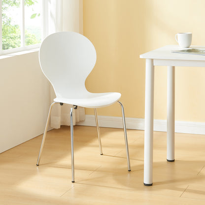 Eetkamerstoel – Stoel – Kuipstoel – Stoelset – Barkruk – Stapelbaar – Berkenhout Met Metalen Poot – Zithoogte 46 cm – Set Van 4