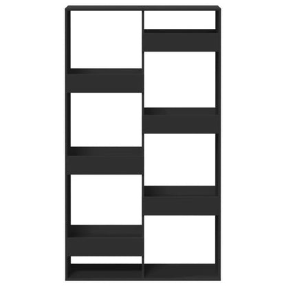 Kamerscherm Modern Black Wooden Room Divider, 100x33x175cm - Sleek Design with Multiple Compartments for Office, Bedroom, Living Room, Study