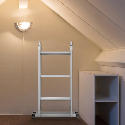 Ladder – Huishoudtrap – Keukentrap – Vouwladder – Werkplatform – 6-in-1 Multifunctioneel – Aluminium, 20 Treden, Inklapbaar tot 285 cm Hoogte
